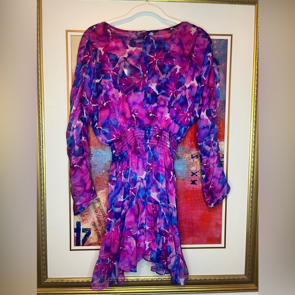 MISA Chiara Mini Dress Watercolor Blues Color Size Small - Picture 4 of 7